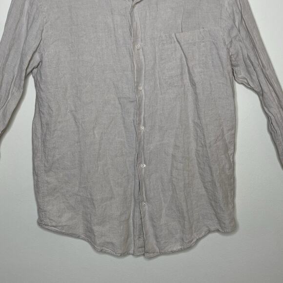 GRANT THOMAS Men's Tan Oatmeal 100% Linen Button Up Shirt Coastal Beach Sz L‎ - Picture 3 of 5